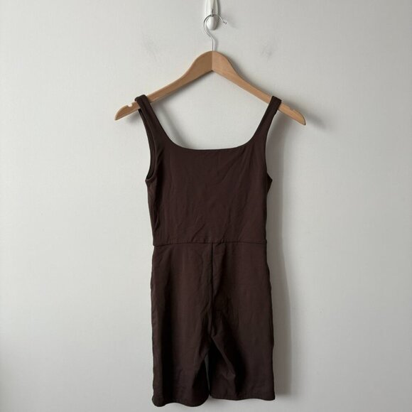 Aritzia Babaton Contour Squareneck Romper Chocolate Brown Size Small - Picture 5 of 6